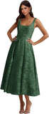 Floral Lace Bridesmaid Dresses for Women Tea Length A Line Pleated Wedding Guest Dress Formal Gown