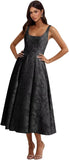 Floral Lace Bridesmaid Dresses for Women Tea Length A Line Pleated Wedding Guest Dress Formal Gown