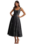 Floral Lace Bridesmaid Dresses for Women Tea Length A Line Pleated Wedding Guest Dress Formal Gown
