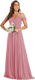 Off The Shoulder Chiffon Bridesmaid Dresses Long Spaghetti Straps A Line Formal Party Dress