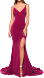 Women's Prom Dress Long High Slit Mermaid Formal Evening Gown for Wedding