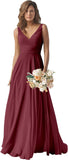 Chiffon Bridesmaid Dresses Long for Women A Line Ruched Formal Porm Evening Gowns