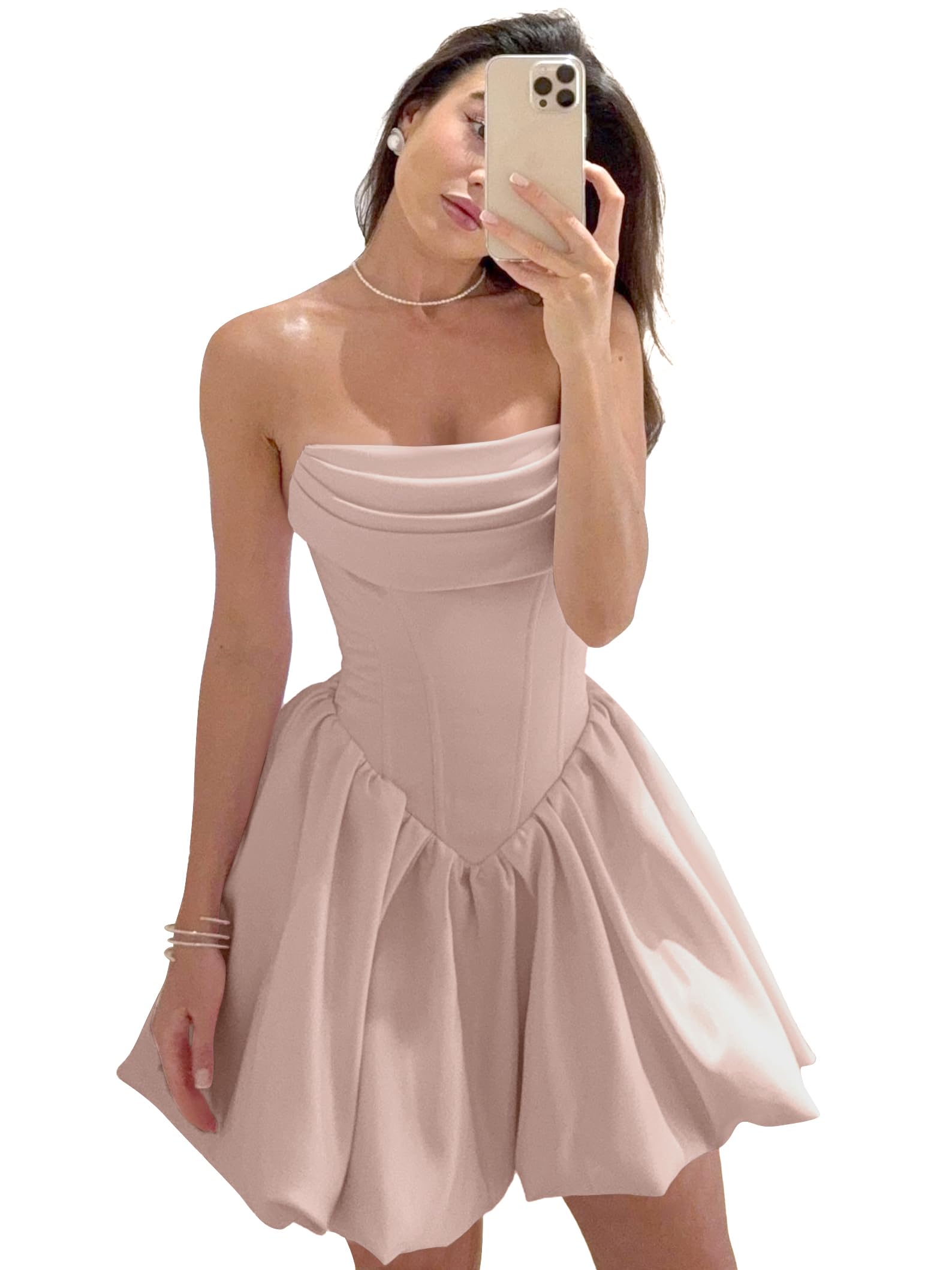Satin Flower Bud Homecoming Dress Short Prom Dress Cowl Neck Pleated A Line Mini Cocktail Party Gown