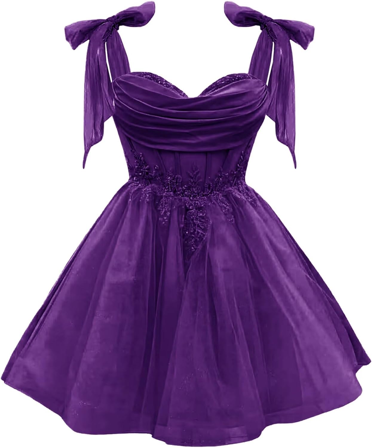 Tulle Short Homecoming Dress for Teens Sparkly Lace DAMA Dresses for Quinceanera Spaghetti Straps Bow Prom Gown