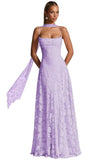 Floral Lace Bridesmaid Dresses for Women Long Spaghetti Straps Formal Evening Gowns with Scarf