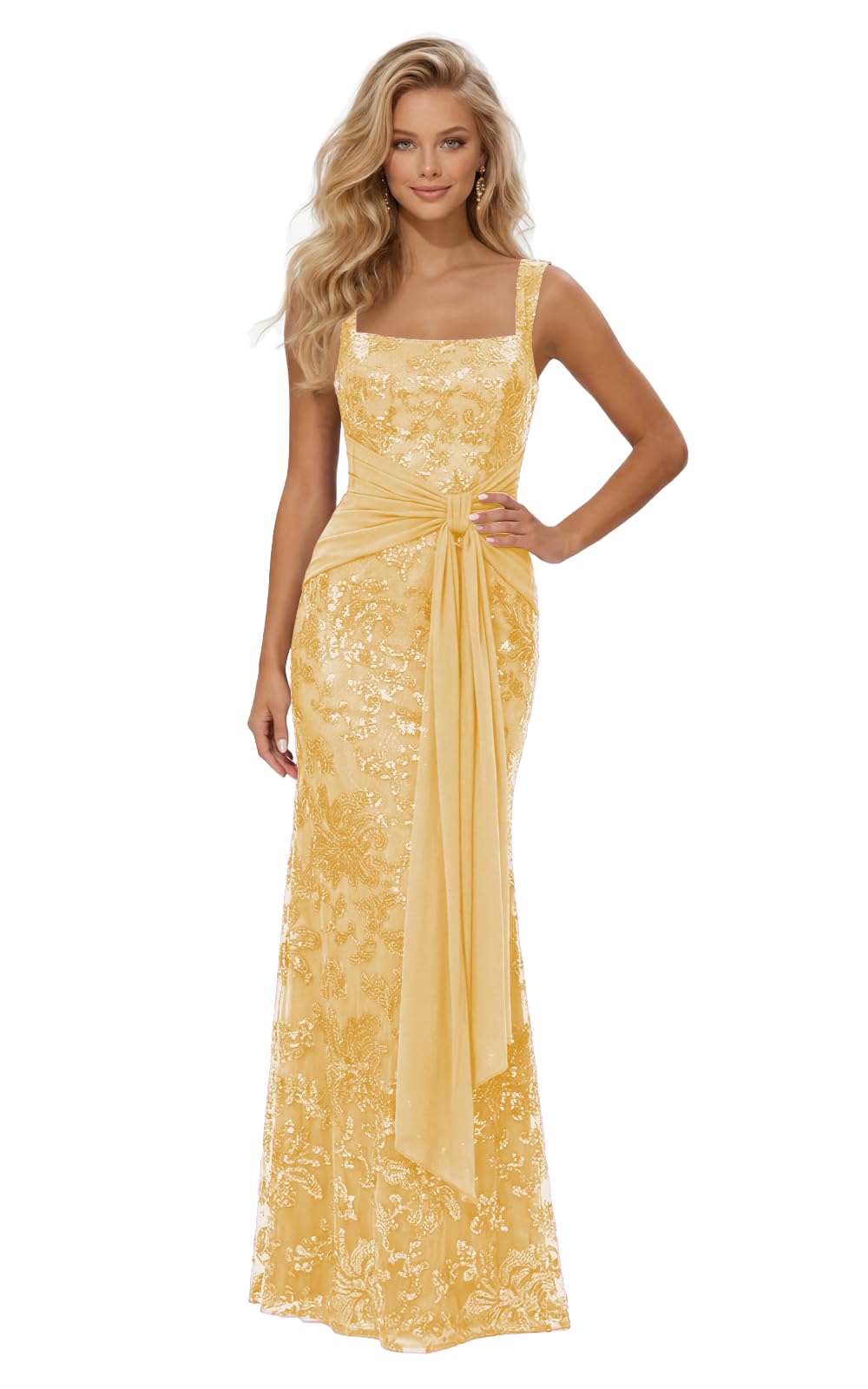 Lace Sequin Spaghetti Straps Prom Dress Long Ball Gown 2026 Mermaid Front Tie Backless Formal Evening Gowns