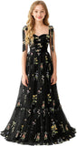 Floral Embroidered Tulle Flower Girl Dress Sweetheart Junior Bridesmaid Dresses Tiered Ruffled Formal Party Prom Gown