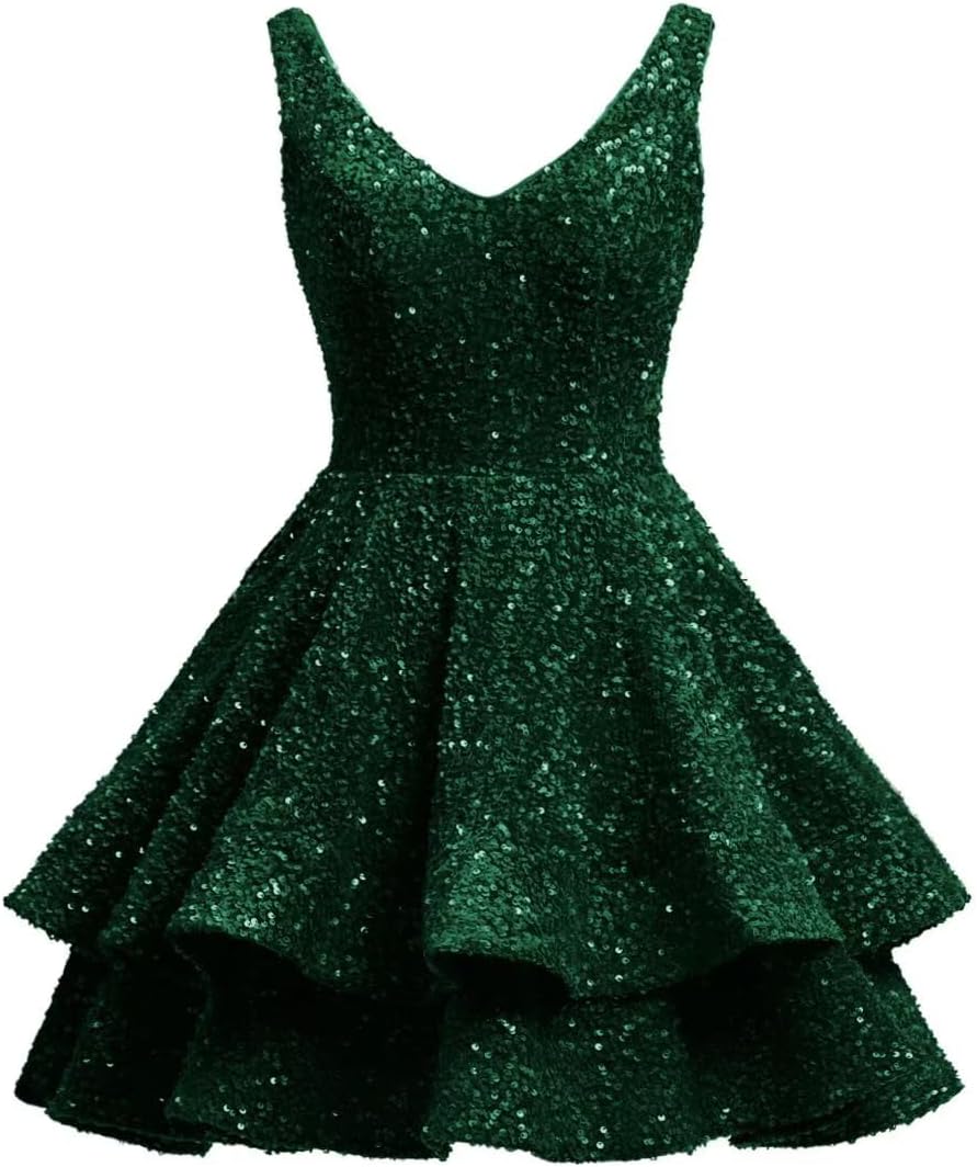 Short 2026 Sparkly Sequin Homecoming Dress for Teen Tiered Corset Ball Prom Cocktail Party Gown for Women