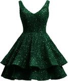 Short 2026 Sparkly Sequin Homecoming Dress for Teen Tiered Corset Ball Prom Cocktail Party Gown for Women