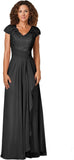 Women's Mother of The Bride Dresses for Wedding V Neck Lace Appliques Formal Evening Gowns