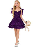 Sparkly Sequin Flower Girl Dress Tiered Cute Bow Spaghetti Straps Sweetheart Toddler Formal Dresses 2026
