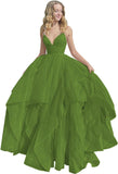 Women's Sparkly Tulle Prom Dress 2023 Long Ball Gown Spaghetti Straps Quinceanera Dress