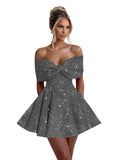 Sparkly Sequins Homecoming Dresses for Teens with Bow 2027 Strapless Short Prom Dress Cocktail Gown