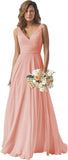Chiffon Bridesmaid Dresses Long for Women A Line Ruched Formal Porm Evening Gowns