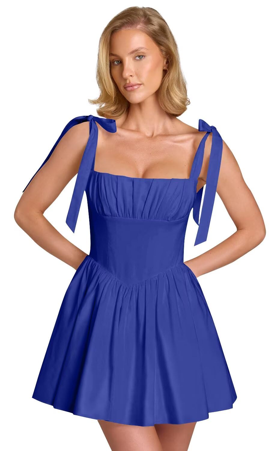 Spaghetti Straps Homecoming Dresses for Teens Satin A-line Short Prom Dress Pleated Cocktail Gowns with Pockets