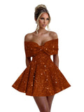 Sparkly Sequins Homecoming Dresses for Teens with Bow 2027 Strapless Short Prom Dress Cocktail Gown