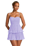 Chiffon Homecoming Dresses for Teens 2026 Spaghetti Straps Short Mini Dress A Line Formal Cocktail Party Prom Dress
