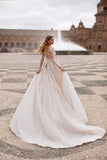 Women's Elegant Lace Beach Wedding Dresses for Bride 2025 with Sleeves Wedding Bridal Gowns