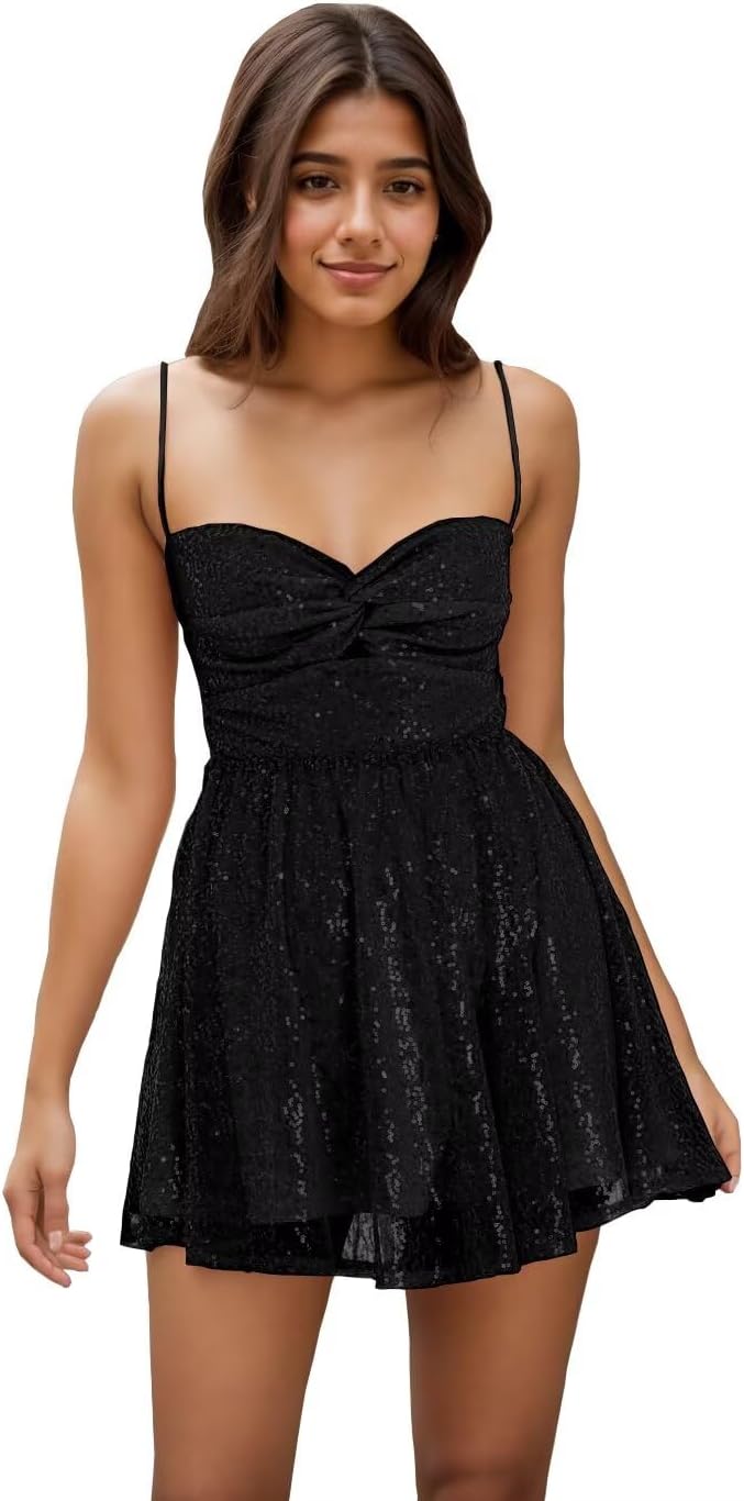 Spaghetti Straps Sequin Homecoming Dresses for Teens 2027 Short Sequin Dresses Mini Formal Cocktail Gown