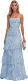 Jacquard Laces Prom Dress for Women Spaghetti Strap Bridesmaid Dresses Long Formal Wedding Party Gown