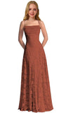 Lace Floral Junior Bridesmaid Dresses Long Spaghetti Strap Prom Dress for Teens Formal Gown Flower Girls Dress