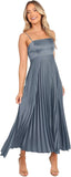 Midi Pleated Bridesmaid Dresses for Women Tea Length Formal Wedding Guest Dresses Prom Formal Gowns