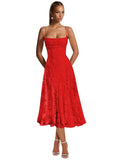Lace Jacquard Bridesmaid Dresses for Women 2027 Spaghetti Straps Ruffle Formal Wedding Guest Dress Formal Evening Dress