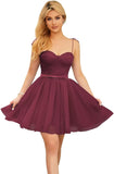 Vestidos cortos de tul brillante para adolescentes, con tirantes finos y corte en A, para fiesta de graduación.