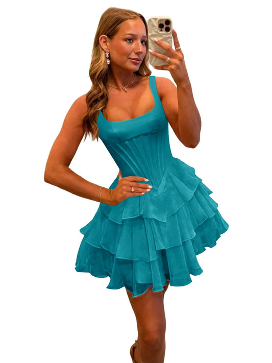 Homecoming Dresses 2026 Short Tiered HOCO Dress for Teens Cocktail Dresses Gowns