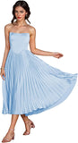 Women's Strapless Bridesmaid Dresses for Womens Tea Length Ruffle Satin Formal Prom Dress