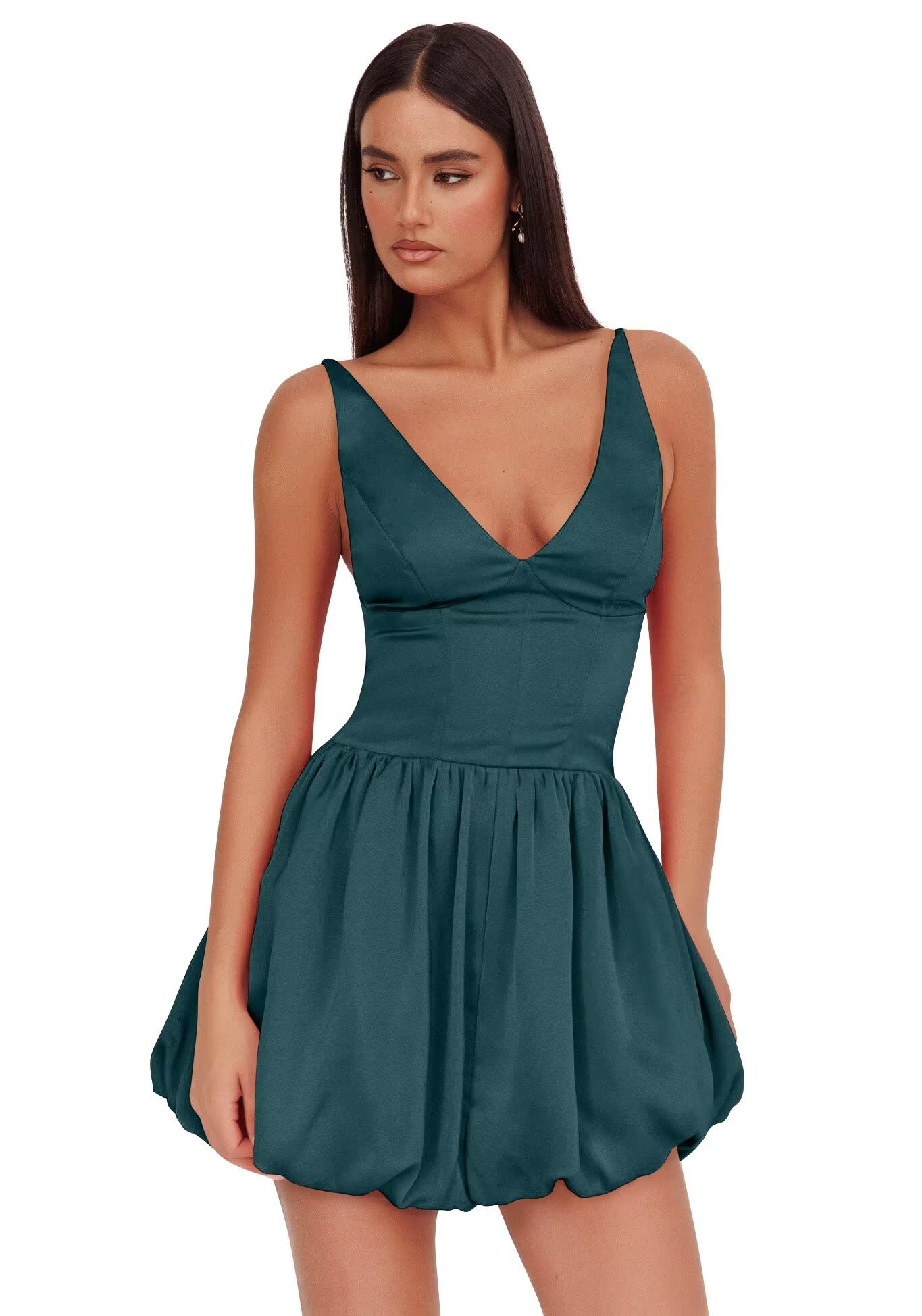 V Neck Satin Homecoming Dresses for Teens 2027 Short Prom Dress A-Line Backless Cocktail Party Gowns with Pockets