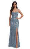 Mermaid Sequin Lace Prom Dresses Long for Women 2026 Spaghetti Straps Corset Formal Evening Party Gown with Slit