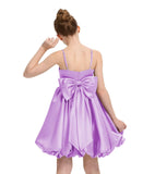 Satin Homecoming Dress for Girls Short Satin Flower Girl Dresses for Wedding Party Prom Gown with Bow