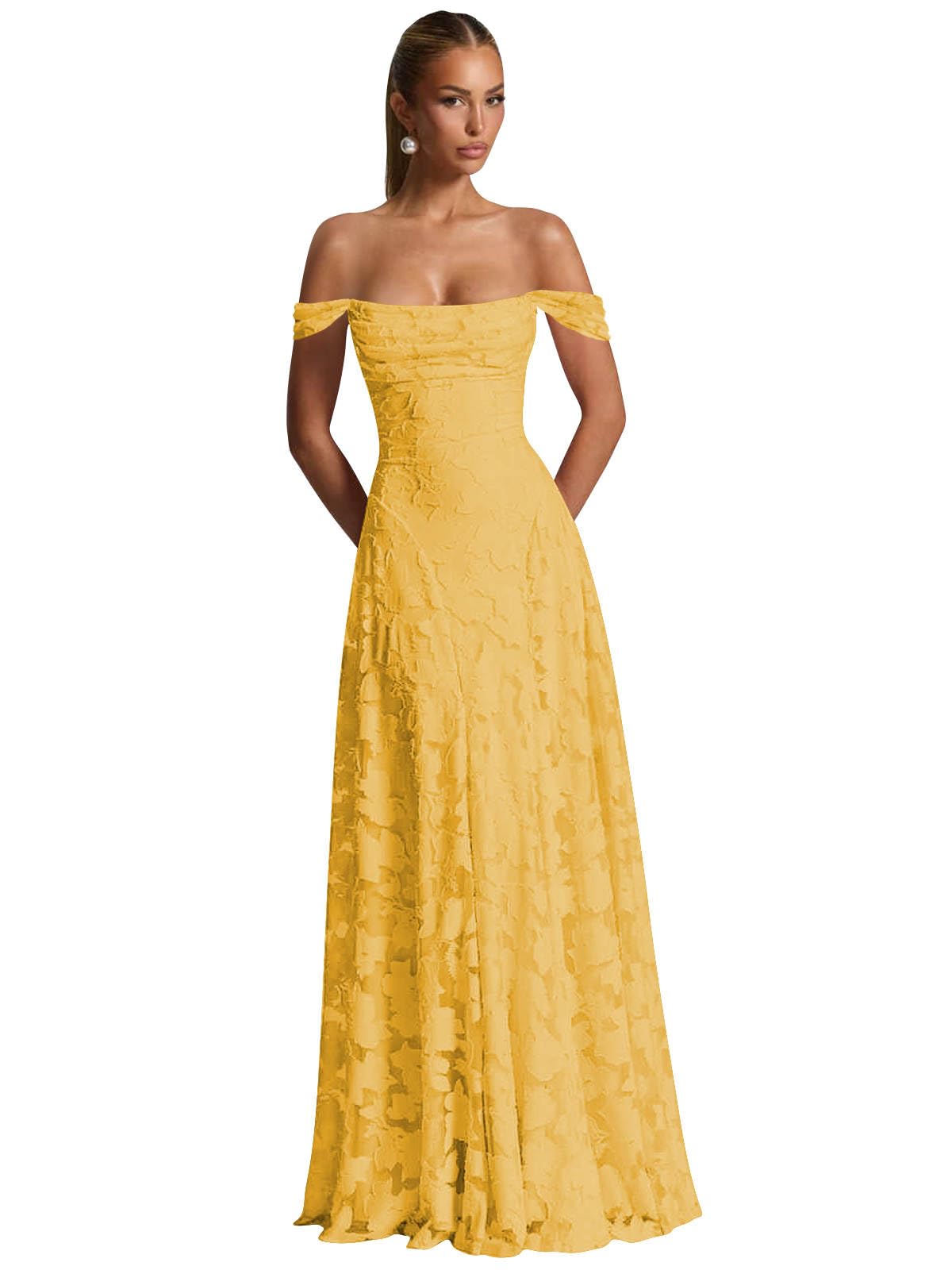 Off The Shoulder Floral Bridesmaid Dresses Long Lace Appliques Formal Gown A Line Wedding Guest Dress