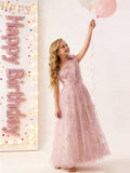 One Shoulder Long Tulle Junior Bridesmaid Dresses for Wedding Flower Girl Dress Formal Prom Gown