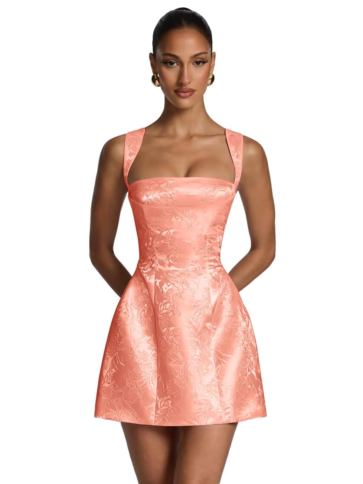 Kingbridal Jacquard Satin Homecoming Dresses for Teens 2026 A-Line Short Prom Cocktail Dress