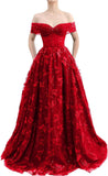 Sparkly Off Shoulder Tulle Prom Dresses with Butterfly Appliques Long A Line Formal Evening Party Gowns for Women