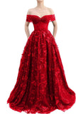 Sparkly Off Shoulder Tulle Prom Dresses with Butterfly Appliques Long A Line Formal Evening Party Gowns for Women