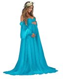 Kingbridal Pearl Tulle Maternity Dress for Photoshoot Long Puffy Sleeve Pregnancy Gown