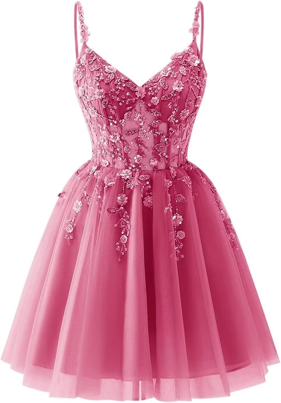 Lace Applique Tulle Homecoming Dresses for Teens Sparkly 3D Flower Short Prom Dress Sequin Quinceanera DAMA Dress