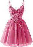 Lace Applique Tulle Homecoming Dresses for Teens Sparkly 3D Flower Short Prom Dress Sequin Quinceanera DAMA Dress