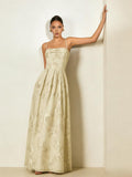 Women's Spaghetti Straps Floral Prom Dresses A Line Strapless Ball Dresses Long Embroidery Formal Evening Dresses