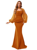 Kingbridal Gowns Long Sleeve Prom Dresses 2026 Mermaid Satin Formal Dress for Women Sparkly Sequin Halter Neck Evening Party Gowns