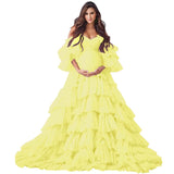 Puffy Tulle Robe Maternity Dress for Photoshoot Off Shoulder Bridal Lingerie Maternity Gowns for BabyShower