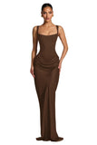 Mermaid Satin Prom Dresses for Women 2026 Spaghetti Strap Formal Dress Ruched Corset Evening Party Gowns
