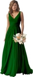 Chiffon Bridesmaid Dresses Long for Women A Line Ruched Formal Porm Evening Gowns