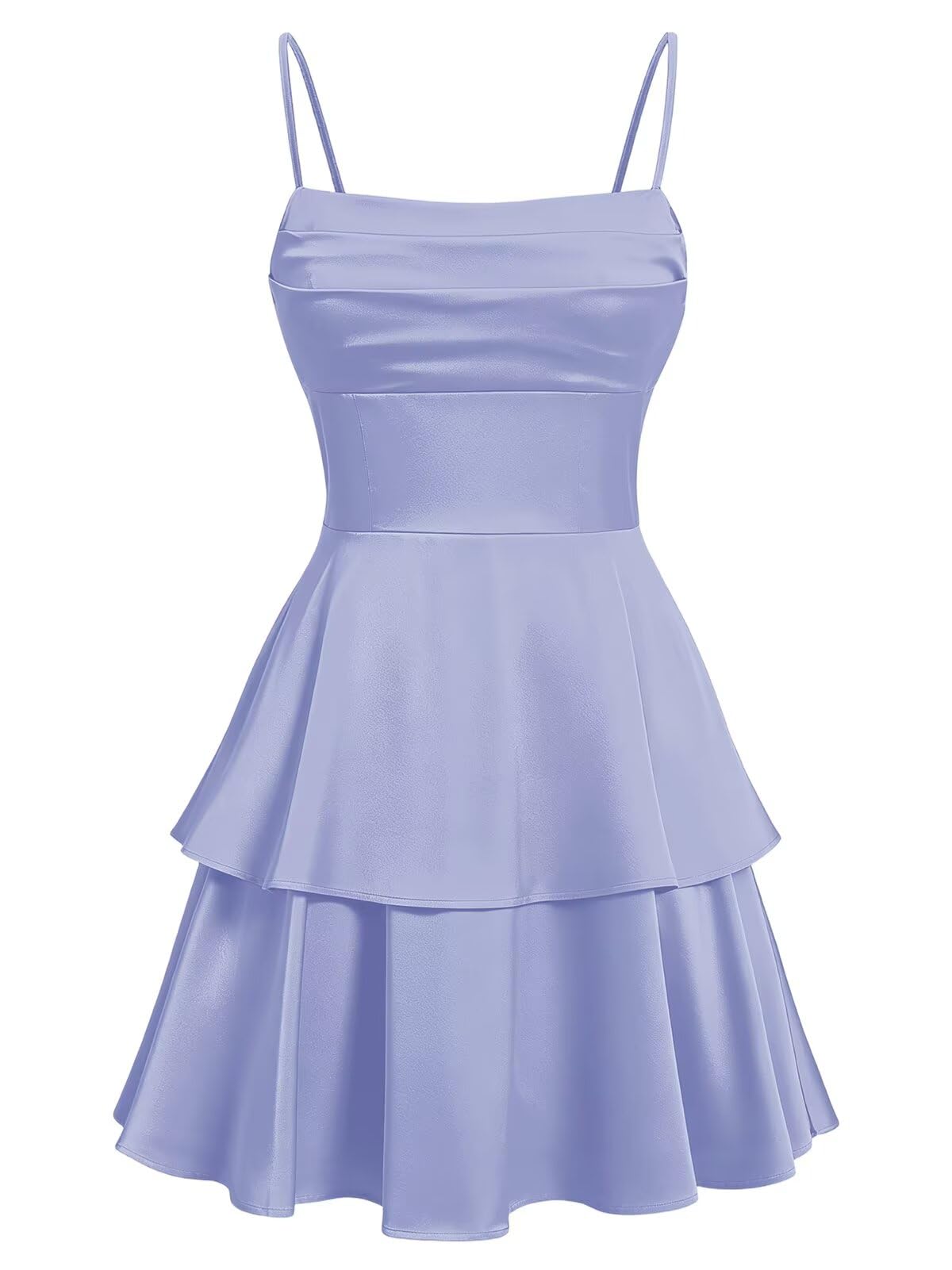Tiered Satin Homecoming Dresses for Teens Short A Line Tight Spaghetti Strap Formal Cocktail Party Gown 2026