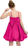Satin Homecoming Dress for Girls Short Satin Flower Girl Dresses for Wedding Party Prom Gown with Bow