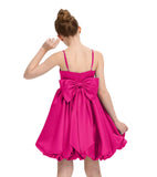 Satin Homecoming Dress for Girls Short Satin Flower Girl Dresses for Wedding Party Prom Gown with Bow