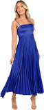Midi Pleated Bridesmaid Dresses for Women Tea Length Formal Wedding Guest Dresses Prom Formal Gowns